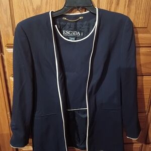 Escada Navy Blazer with White Piping